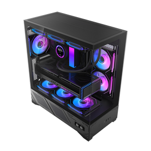 Boîtier de jeu PC AOJIE avec écran LCD, boîtier de jeu ATX de taille moyenne, boîtier de jeu Micro Desk, châssis de boîtier d'ordinateur en verre trempé - Product Image 5