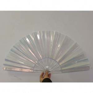 Abanico de Mano Grande de PVC Iridiscente Neón Morado, Impresión Personalizada, Duradero y de Alta Calidad, Novedad en Artesanías de Plástico - Product Image 3