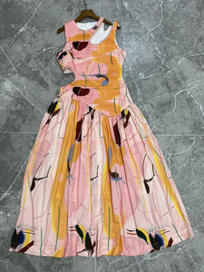 Abito da donna con intarsi di diamanti a vita sottile girocollo bellissimo abito da ragazza con pieghe a pieghe e grandi abiti da donna - Product Image 5