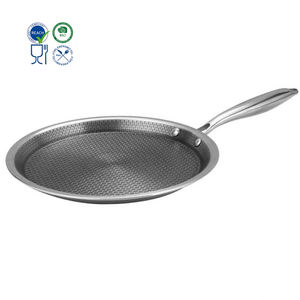 Антипригарная трехслойная креповая Сковорода Из Нержавеющей Стали с сотовым покрытием плоская сковорода <span class=keywords><strong>Tawa</strong></span> Dosa Tortilla Сковорода Омлет для пиццы - Product Image 1