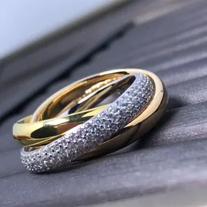 Женское кольцо из нержавеющей стали, 3 слоя
