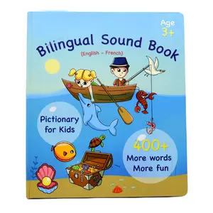 Máquina de aprendizaje bilingüe con sonido de idioma para niños, libros electrónicos táctiles, aprender francés, inglés, libro electrónico para niños, juguete de libro parlante