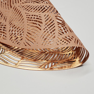 Mantel individual redondo de PVC con diseño de hojas, color oro rosa, aislante del calor, para la mesa del comedor. - Product Image 3