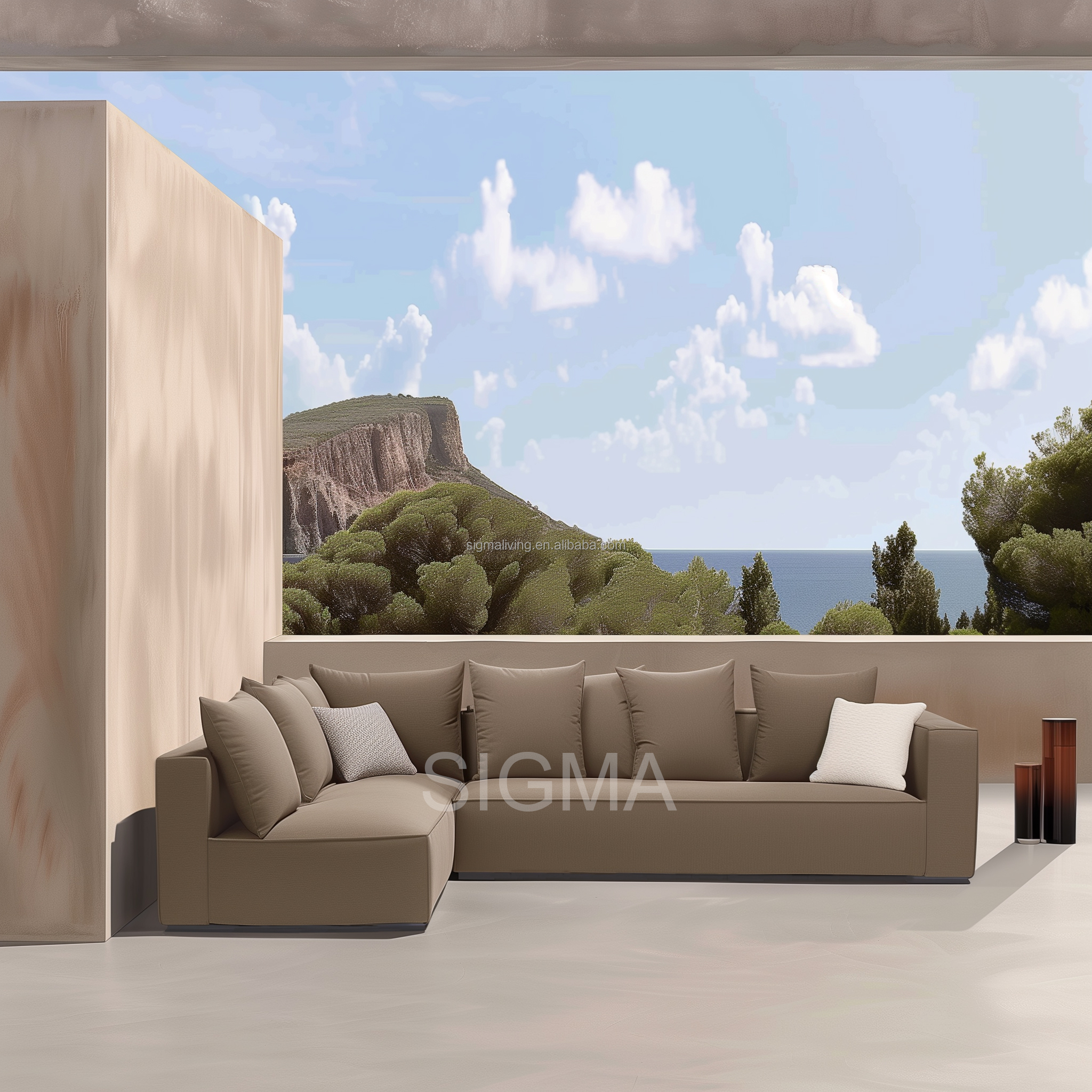 Luxury Patio Furniture Outdoor Fabric Sofa Hotel Villa Leisure Single Garden Metal Frame Sofa