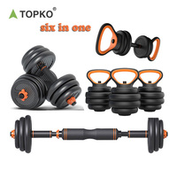Ensemble d'haltères multifonction TOPKO 6 en 1, 40 kg, réglable, barre multifonction, kettlebell pour la musculation à domicile