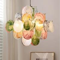 Lustre moderne en verre coloré de Murano, en métal, de style français, rond, pour chambre à coucher, salon, LED