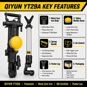 QIYUN Tragbarer Gesteinsbohrer YT24 YT27 YT28 YT29 Pneumatisches Gesteinsbohrgerät Handgeführte Bergbauwerkzeuge - Product Image 3