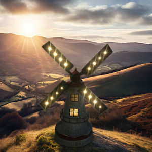 Metall Windmühle Leuchtturm LED Leuchtturm Garten Statue dekorative Solar Licht 3D Vintage Harz Holland Windmühle Ornamente - Product Image 6