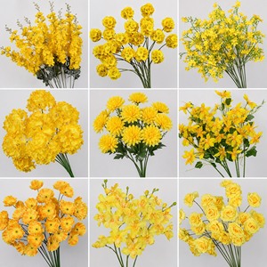 Fleur artificielle à tige unique en soie, série jaune, pour décoration florale DIY de plafond de salle de mariage, allée et maison - Product Image 2