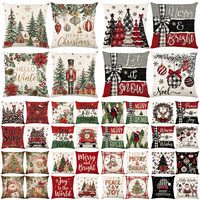 Housses de coussin de Noël, motifs Père Noël, bonhomme de neige, sapin, housses de coussin décoratives rustiques pour Noël, pour canapé, décoration de la maison
