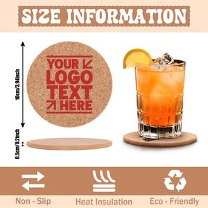 Round Custom Cork <b>Coasters</b> for Wine and <b>Beer</b> Drink with Logo Printing Eco-Friendly Drink Mats for Home Bar & Promotions Souvenir - Product Image 5