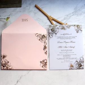 Large size Doc acrylic invitation card templates the Golden Wedding Foiling design Floral rose with envelope and RSVP card - Product Image 5