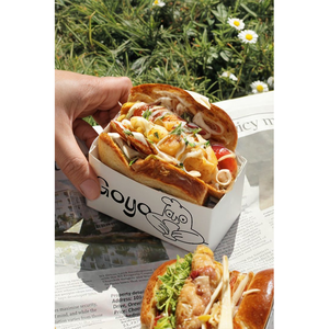 Tùy chỉnh in ấn logo cá nhân dùng một lần Burger Hotdog trứng bánh sandwich bao bì thực phẩm takeout Togo tông hộp giấy - Product Image 1
