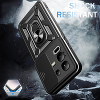 Étui de téléphone pour Infinix Hot 70 Pro/60i/GT 50 Pro/30/Note 60 Ultra/Smart 20/10+ avec béquille métallique, protection antichoc et fenêtre coulissante