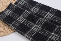 Manteau de fourrure long à carreaux mélangés en mohair et laine en tissu de laine