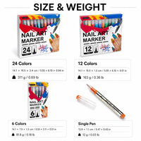 Ensemble de stylos marqueurs pour nail art à pointe extra fine, 6 à 24 couleurs, pour la création de motifs d'ongles DIY, pour salon et usage domestique