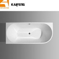 Baignoire autoportante moderne en acrylique Baignoire d'angle autoportante dos au mur Baignoire de trempage pour hôtels très brillante ou blanc mat