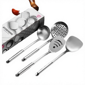 Ustensiles de cuisine en silicone écologiques multicolores, spatules résistantes à la chaleur, cuillères, cuillères souples, ustensiles à main en acier inoxydable - Product Image 3
