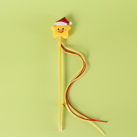 Weihnachtlicher Katzenspielstab mit Weihnachtsbaum, Apfel, Stern, Lebkuchenmann, Glocke und Band - Interaktives Katzenspielzeug als Feiertagsgeschenk
