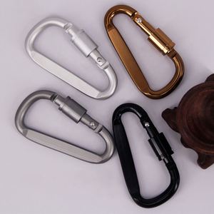 Custom Logo Aluminum D Shape Locking Carabiner Screw Gate Spring <b>Snap</b> Hook <b>Clip</b> for Outdoor Event Giveaways - Product Image 4