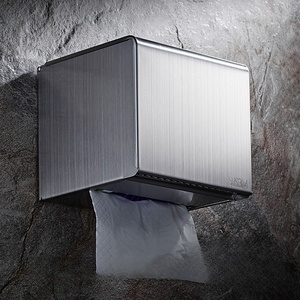 Porte-papier mural moderne en acier inoxydable, design rectangulaire minimaliste, surface facile à nettoyer, utilisation dans la salle de bain - Product Image 4