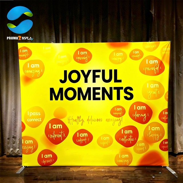 Professional Grade Portable Aluminum Frame Backdrop with Polyester Fabric Reusable for Exhibitions