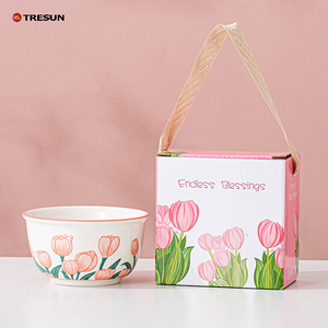 Juego de regalo de boda directo de fábrica, recuerdo para invitados de boda, juego de tazones de cerámica con diseño floral, aptos para lavavajillas. - Product Image 3