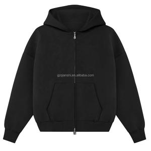 Sweat à capuche zippé Essentials 600 500 g/m² 100 % coton épais noir, coupe oversize, personnalisé, coupe carrée, court - Product Image 5