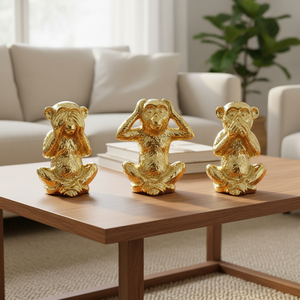Decorazione per la casa all'ingrosso decorazione in resina decorativa scimmia d'oro non sentire il male parlare No male vedere nessun male <span class=keywords><strong>3</strong></span> saggio scimmia statua - Product Image 1