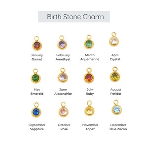 Collana con Ciondolo a Cuore Piccolo 'Grazie' Inciso con Lettera e Charm con Pietra Portafortuna, Regalo Personalizzato per Bambina - Product Image 4