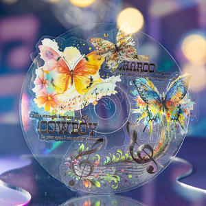 15 pegatinas por paquete Colección <span class=keywords><strong>de</strong></span> melodías coloridas Material decorativo <span class=keywords><strong>de</strong></span> acuarela con temática <span class=keywords><strong>de</strong></span> notas - Product Image 3