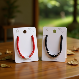 Bracciale Tai Chi in acciaio inossidabile fatto a mano rosso nero 12 pezzi Ref45346 - Product Image 2