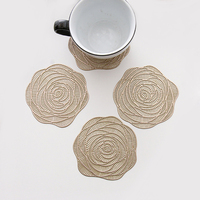 Sous-verres en PVC écologiques en forme de rose 100% tapis de tasse en silicone non toxique de bonne qualité deux tailles adaptées à tout porte-gobelet