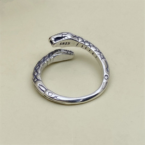Dân Tộc sterling bạc rắn đầu ngón tay nhẫn resizable Bạc rắn mở Nhẫn - Product Image 4