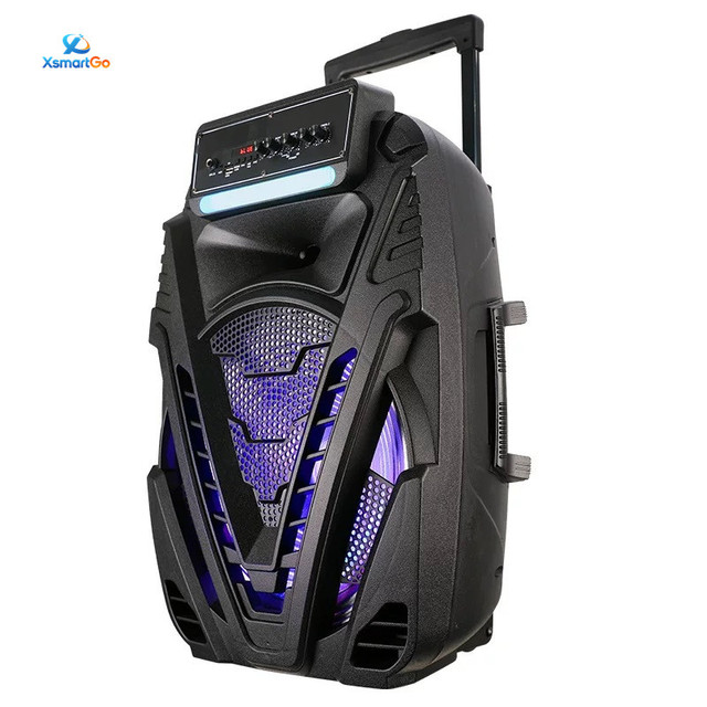 15-Inch Portable Trolley for Speaker Woofer 80W IPX3 Waterproof Built-in Mic Display 3000-5000mAh Battery for Outdoor