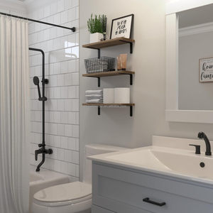 6 Tier Thép Gỗ Tráng Nổi Tường Kệ Giá Tổ Chức Treo Tường Lưu Trữ Lớn Kệ Sách Cho Trang Trí Nội Thất Phòng Tắm - Product Image 4