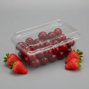 Envase de Plástico Rectangular Desechable al por Mayor de 400g para Fresas, Contenedor de PET Tipo Concha con Orificios de Ventilación para Frutas - Product Image 6
