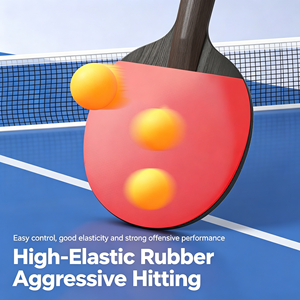 <b>Table</b> <b>Tennis</b> Rackets Set Red Black Long Pimples Rubber Solid Wood Handle Horizontal Grip Durable Eco-Friendly Universal Fit - Product Image 2