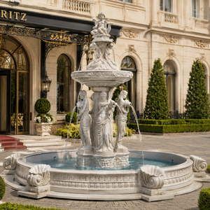 Fuente de Jardín de Piedra Arenisca Blanca para Exteriores con Figuras Clásicas y Fuente de Agua para Plaza - Product Image 5
