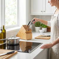 Grand bloc à couteaux universel en bambou, support de couteaux de comptoir à plus de 20 fentes, compatible avec toutes les marques de couteaux, 11x5x8 pouces