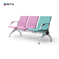 Banc d'attente d'aéroport en alliage d'aluminium avec accoudoirs en cuir et table, 4 places, pour hôpital, vente directe
