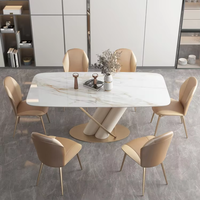 Ensemble de meubles de salle à manger durables pour intérieur et extérieur, hôtel, café, restaurant, 6 places, en pierre frittée, extensible, assemblé
