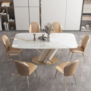 Eettafel Stoelen Duurzaam Binnen Buiten Hotel Koffie Restaurant 6 Persoons Gesinterd Steen Uitschuifbaar Geassembleerde Meubelsets - Product Image 5