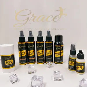 Private Label Custom Logo Goud Stempelen Luxe Sticker 4 Kleuren Kant Tint Spray Wax Stick Huidbeschermer Smeltende Spray Kant Lijm