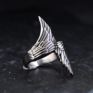 Bague ouverte en acier inoxydable Yueli Angel Wing, style punk, texture créative, bijoux unisexes - Product Image 2