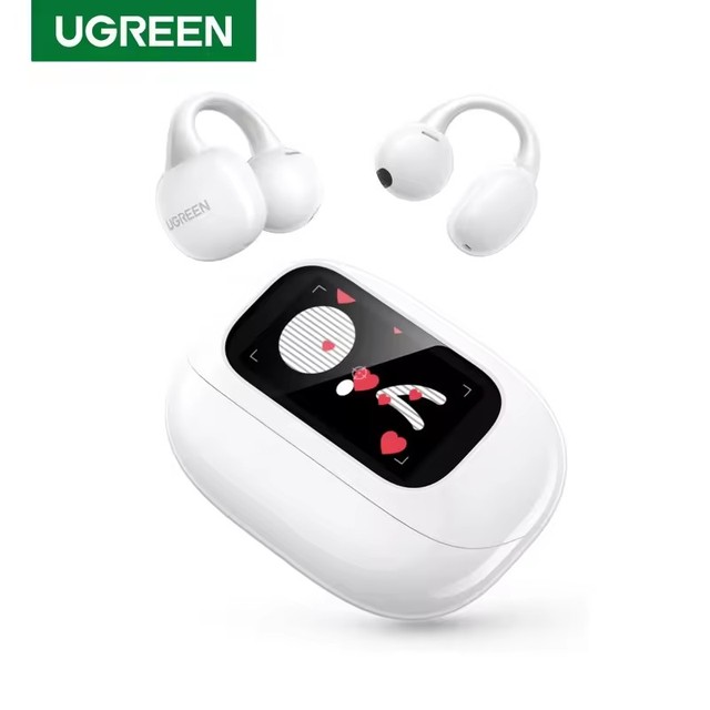 UGREEN S6 Magic Clip-Type Earbuds  5.4 Wireless Open-Ear Earbuds DNN Noise Canceling with LCD Smart Display
