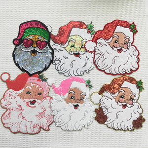 Tùy Chỉnh Bán Buôn Giáng Sinh Lớn Santa Bé Claus Anime Sequin Long Lanh Chenille Thêu Sắt Trên Các Bản Vá Lỗi Cho Quần Áo - Product Image 4