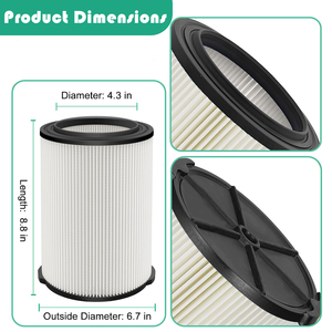 Filtre HEPA industriel pour aspirateur de chantier <span class=keywords><strong>Ridgid</strong></span> VF4000, cartouche humide/sèche à 1 couche pour réservoirs de 5 à 20 gallons - Product Image 2