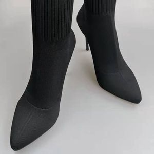 Scarpe Invernali da Donna in Maglia Elastica alla Moda, <span class=keywords><strong>Stivali</strong></span> <span class=keywords><strong>a</strong></span> Calzino con Tacco Alto, Vendita all'Ingrosso dalla Cina - Product Image 2