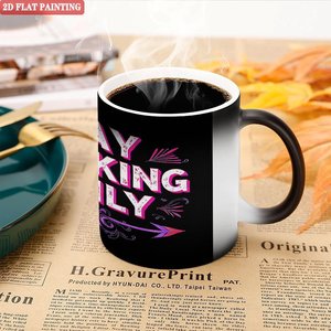 Mug en céramique noir givré de 11 oz sensible à la chaleur, cadeau d'entreprise - Product Image 5